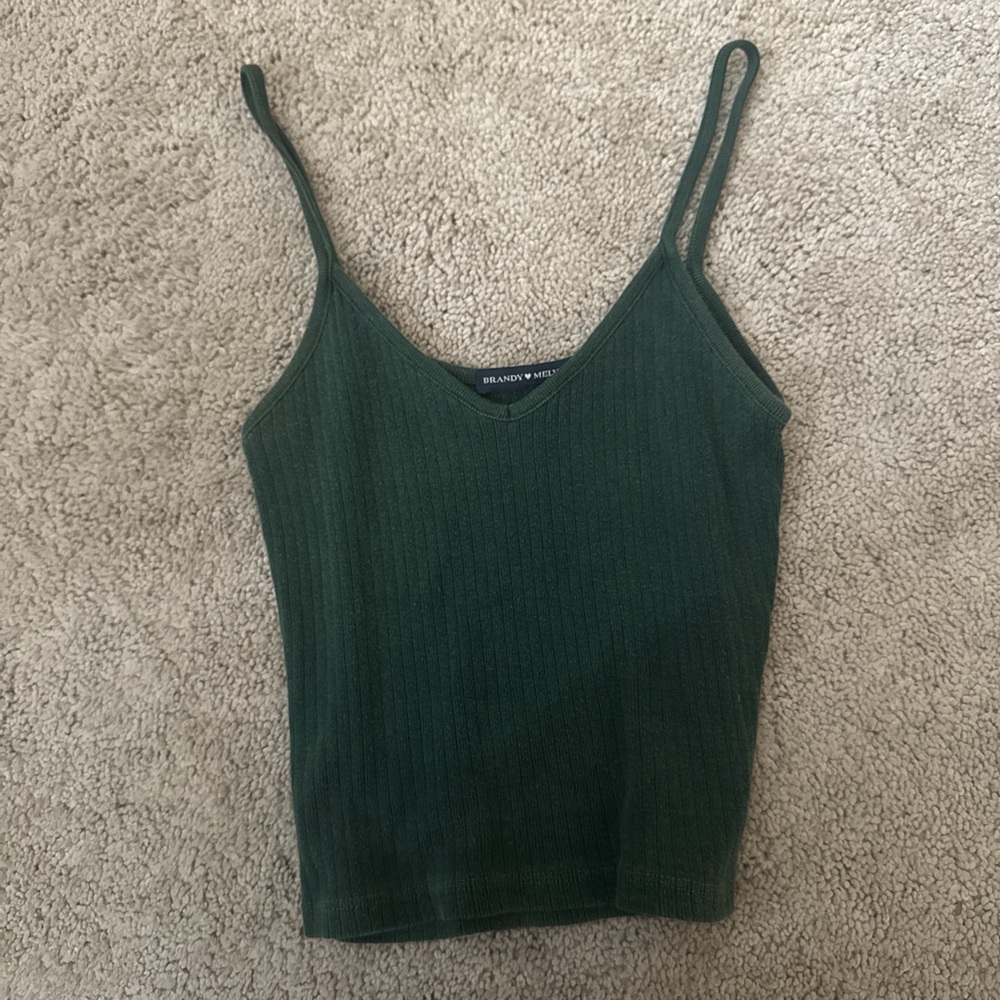 Brandy Melville Green Fitted Sleeveless Camisole
